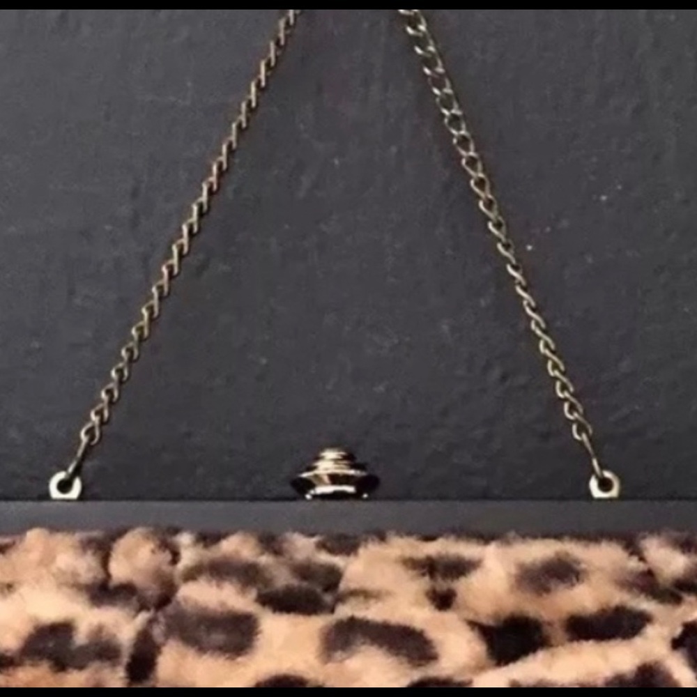 Vintage frame top handle Purse Bag leopard cheetah animal print faux fur - Picture 8 of 15
